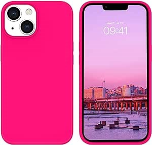 BENTOBEN iPhone 14 Plus Case, Slim Fit Liquid Silicone Soft Rubber Anti-Scratch Shockproof Phone Cover with Microfiber Lining, Hot Pink