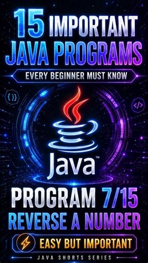 🚀 Day 7/15: Reverse a Number in Java 💻 #Java #coding