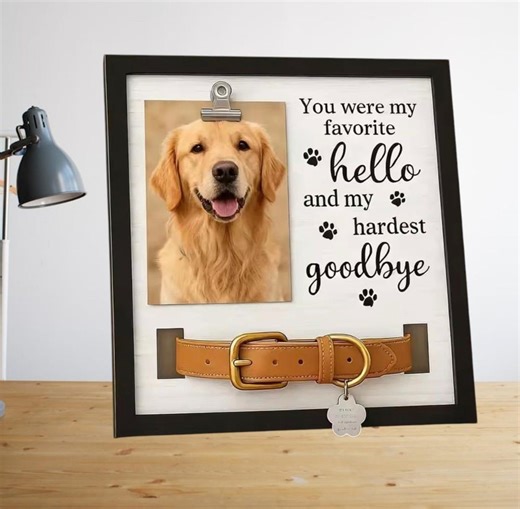 Custom Dog Memorial Frame, Pet Collar Holder, Personalized Remembrance Sign, Sympathy Gift - Etsy