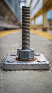 Ai power crunch data center build threaded steel bolt nut anchor fastener rod metal anchored to concrete pedestal and industrial walkway conveying