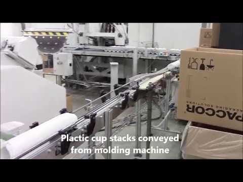 JOMET - Automatic loading and unloading of disposable cup stacks into plastic trays