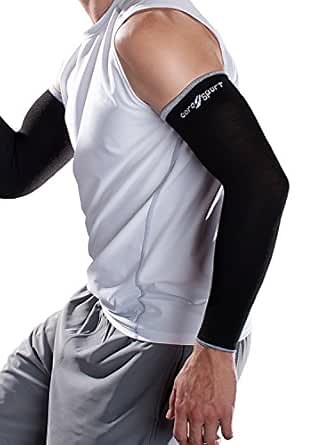 CoreSport Athletic Arm Sleeves for Support - 15-20mmHg Mild Graduated Compression for Athletes (White, Large)