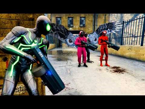 Spider-Man Laser War at River Dam 😱 Non-Stop Action Fight | GTA 5