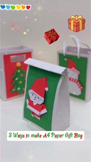 3 Ways to Make A4Paper Gift Bag🛍️#paperbag#giftbags#papercraft #shorts#giftwrapping #christmascrafts