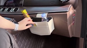 Car Trash Can Small Leather Vehicle Trash Bin Car Dustbin Garbage Organizer Holder with Trash Bag Foldable Mini Cars Storage Bag Container for Auto SUV Van Trucks (Black,Glovebox Hanging)