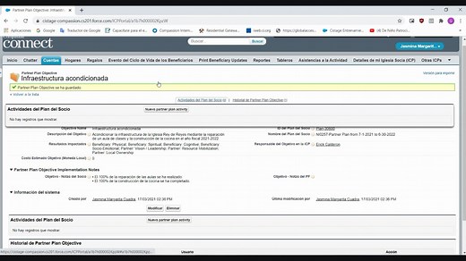 Ingresar un Plan del Socio en Compassion Connect
