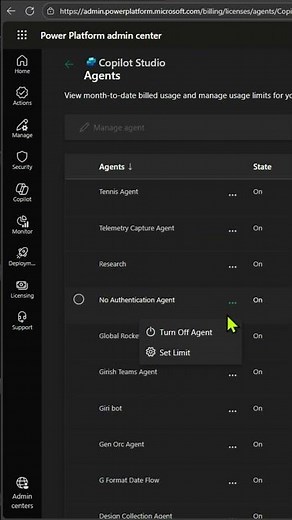 How to turn off an agent built using Copilot Studio (billing option)? #copilotstudio