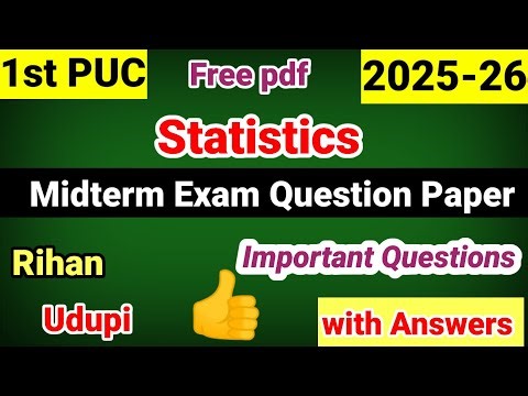 1st puc statistics Midterm exam question paper important questions 2025