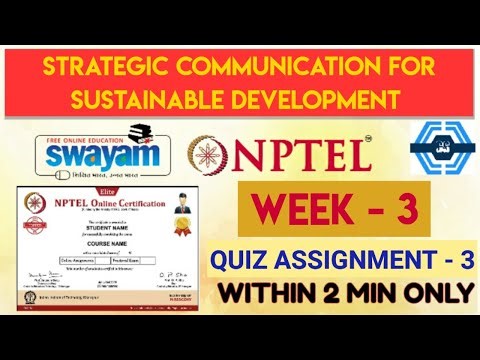Strategic Communication For Sustainable Development Week 3 Quiz Assignment Solution | NPTEL 2023 |