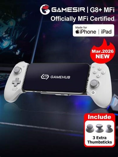 GameSir G8+ MFi Officially MFi Certified Wired Controller Joystick Compatible With IPhone 17/16/15 Series Mini 7/6 IOS Macos Android Phone Gamepads Compatible Length 125-215mm Device Hall Effect Sticks Hall Effect Analog Or Hair Triggers Dual Asymmetric Motors Two Back Buttons | SHEIN