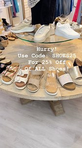 Use Code: SHOES25 for 25% Off ALL Shoes! 👟 👡 #boutiqueshopper #carolsboutiquejasper #shopcarolsboutique #visitjasper | Carol's Boutique