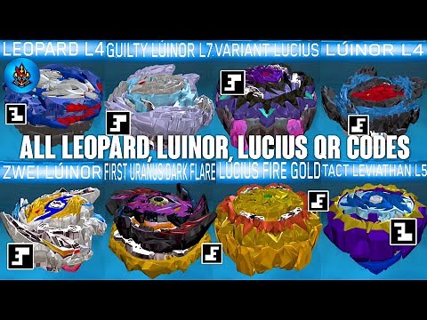 ALL TACT LEVIATHAN, LEOPARD, LUINOR, LUCIUS AND FIRST URANUS DARK FLARE QR CODES BEYBLADE BURST APP