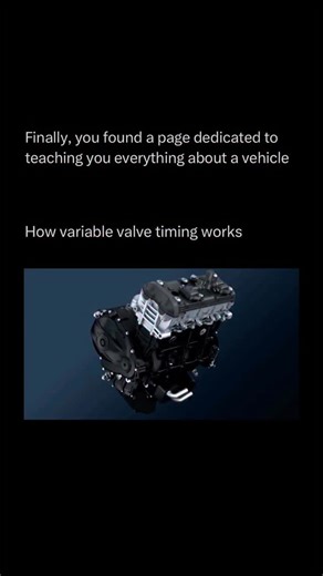 Explaining a car on Instagram: "@ExplainingACar is dedicated to teaching you something NEW every day 🚗 Variable Valve Timing (VVT) is an engine technology that adjusts when the intake and exhaust valves open and close — helping the engine breathe better at any speed. ⚙️🚗💨 At low RPM, the system keeps valves closed longer for smooth idling and fuel efficiency. At high RPM, it advances the timing so more air and fuel enter the cylinders, boosting power and performance. 🔥🔩 It’s like giving you