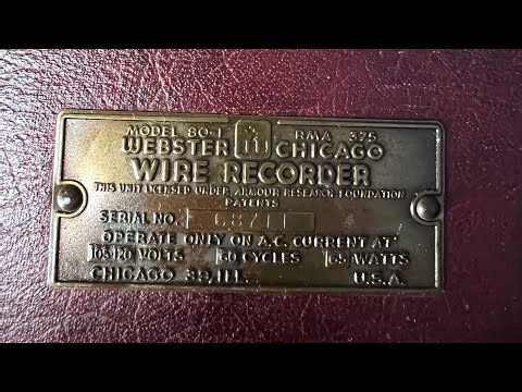 1945 Webster Chicago Wire Recorder, Restored and Works Great (short guide)