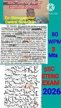 80 wpm Accurately 3Mts.Skill Test Daily Dictation BEGINNER SSC Stenographer Exam.2026 Next 100wpm