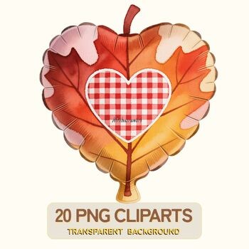 Maple Leaf Balloons PNG • 20 Digital Clipart Files • Transparent Background