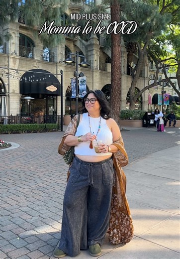 15 weeks. Momma-to-be OOTD. Finally left the Adam Sandler fits for a coffee pup cup date ☕🐶 Currently in that awkward second-trimester phase where the bump looks like… bloating? or a baby bump? Either way, getting dressed and getting out felt good. #p#plussizefashionp#plussizetravelb#bodypositivitym#midsizemidsizefashion