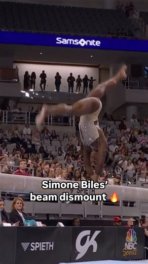 The slow-mo of Simone Biles’ beam dismount is phenomenal. 👏 #XfinityChamps | NBC Sports