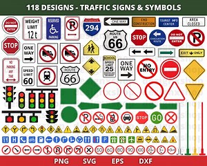 Traffic Signs Clipart, Road Sign Clipart, Street Signs, Stop, Speed Limit, One Way, Traffic Lights, Yield, Rail Road Crossing, Do Not Enter - Etsy