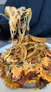 🥓 🧀 🍔 Stacked Bacon Cheeseburger Waffle Fries are Back in the House 🔥 🔥 🧇🍟🧇🍟 #elmstreetdiner #brunch #dinner #tgif #weekend #weekendvibes #friday #night #summer #bacon #cheese #burger #cheeseburger #waffle #fries #foodie #viral #fyp | Elm Street Diner