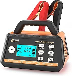 Ampeak Battery Charger,2A/8A/15A Car Battery Charger,6V/12V Fully Automatic Smart Battery Maintainer with Winter Mode, Auto Desulfator, Battery Recondition, for All Lead-Acid and LiFePO4 Batteries