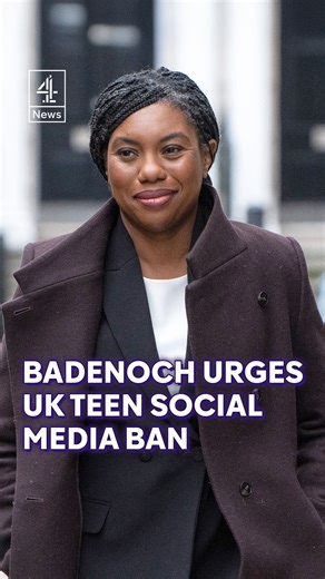 Conservative leader Kemi Badenoch says she would ban social media for under 16s if her party were in power. The plan would see social media companies including TikTok and Snapchat asked to use age verification tools to prevent under 16s from accessing their platforms. Ms Badenoch said it would protect children's mental health and education. #UK #PhoneBVan #Badenoch #Channel4News | Channel 4 News