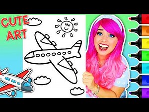 Coloring an Airplane ✈️ | Cute & Satisfying Coloring Page + Ohuhu Art Markers
