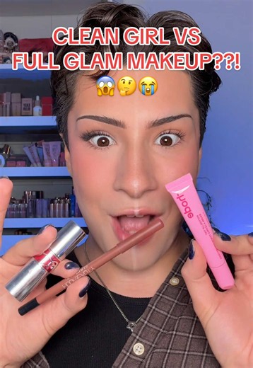 Clean Girl vs Full Glam Makeup: side-by-side comparison