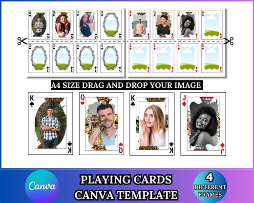 Playing Cards Canva Template, Canva Editable Frames for Printable Poker Cards, Blank Cards for Custom Party Game, Drag and Drop Template - Etsy