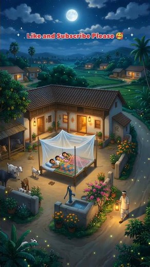 Peaceful Village Night | Calm Countryside Ambience,🌉💤#villagelife