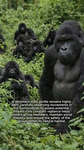 The Vigilant Role of a Dominant Male Gorilla #gorillas