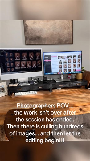 The many hats a photographer wears…. Taking the photos is only a small part of all the work that goes into a senior session!!!! #fyp #photoediting #cullingimages #seniorphotographer