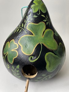 Hand Painted Shamrock Birdhouse: Folk Art Gourd - Etsy