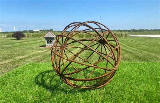 Wrought Iron Garden Sphere, Metal Plant Trellis, Rustic Yard Sculpture (12") - Etsy