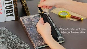 FEIDIAO Vintage DND Journal 3D Embossed Leather Notebook with Ballpoint Pen and Pen Sleeve.Handmade A5 Travel Journal,Hardcover Liner,Dragon Notebook Gift for Men&Women(Red Copper)