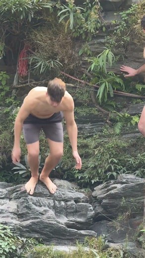 🌊 Epic Waterfall Jump With a Beautiful Girl ✨ #CliffJumping #Travel