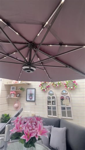 ⭐️ Kettler 3.3m Free Arm parasol with LED lights and Bluetooth speaker⭐️ BACK IN STOCK!!! 🔊 RRP £769 HILLMOUNT’S PRICE £689‼️ Call in store or browse and purchase at www.hillmount.co.uk | HILLMOUNT
