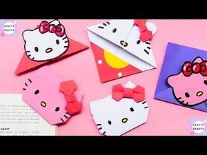 How To make Hello Kitty Origami Bookmark / DIY School Supplies / DIY Hello Kitty Bookmark