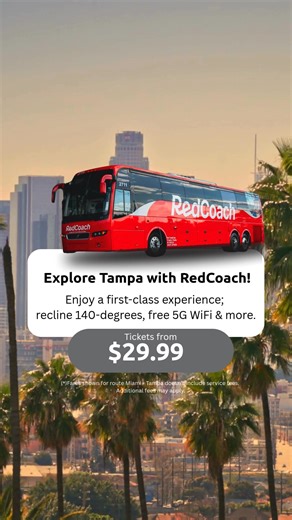 🚌 With RedCoach you are guaranteed to have a First class experience every time. ✅ Extra legroom - first class seats style ✅ Free wifi 5G ✅ Free luggage ✅ Safety cameras and gps tracking Book now at www.redcoachusa.com | RedCoach