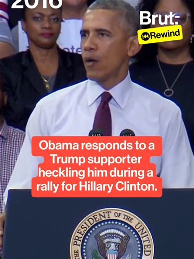 Obama was interrupted by a Trump supporter while speaking at a rally for Hillary Clinton before the 2016 presidential election. #Obama #Heckler #Trump #Rally #Rewind