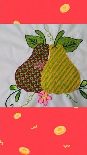 Shorts Bordado Fantasía Diseño Peras Terminado embroidery