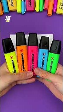 Tutorial 🧑‍🎨 3 drawing ideas with neon markers 🩵🌈 #neon #markers #tutorial #easy #foryou