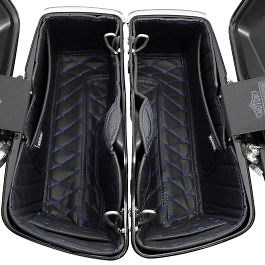 HOGWORKZ® Standard Saddlebag Liners '14-'25 | Black w/ Blue Stitching fits Harley® OEM