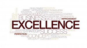 Excellence animated word cloud. Kinetic typography.