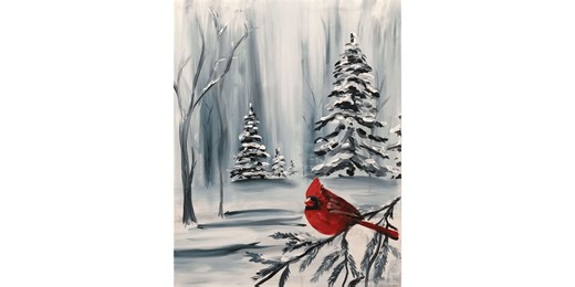 Winter Cardinal - Paint and Sip in Colorado Springs | Classpop!™