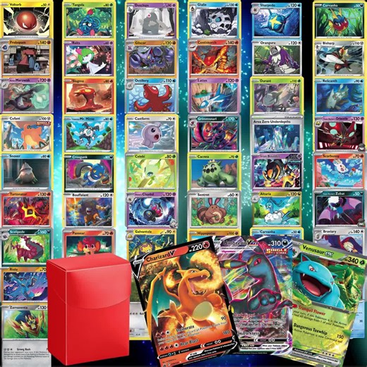 Pokemon 100 Card Lot TCG Collection + FREE Deck Box – 3 Ultra Rares Guaranteed V Vmax EX Gx Radiant Rare – Authentic Collection Gift Set - Etsy
