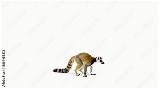 Lemur attempting long jump and landing softly. transparent background HD video