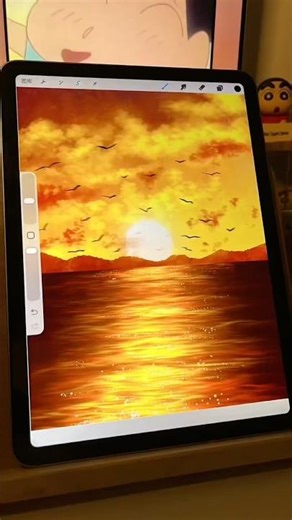 Painting a sunset in Procreate 🌅 #procreate #procreatetutorial #sunsetpainting
