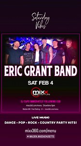 🔥🎸 The return of the ERIC GRANT BAND this Sat Feb 4 at Mixx 360 Malden MA! EGB ripped the roof off the place in Nov performing Country • Rock • Dance • Pop Party Hits! 🎧 To be immediately followed by DJ Capo Sat Night Dance Party ‘til close Cover charge at the door | 21 | mixx360.com/menu | Doors 8pm | Showtime 9pm #weekendvibes #saturdaynight #mixx360 #dj #countrymusic #livemusic #coverband #danceparty #northshorema #menu #rocknroll | Mixx 360