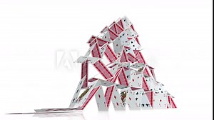 Collapsing house of cards. Stock Video